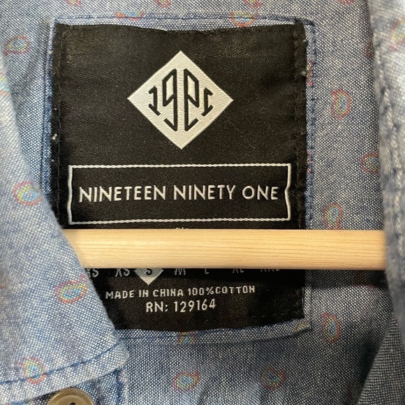 Nineteen Ninety One Colourful Paisley Printed Blue  Button Up Shirt - Picture 3 of 6